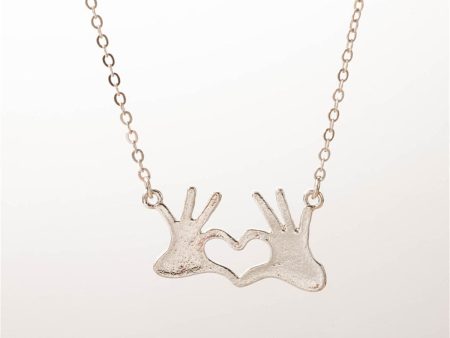 Silver-Plated Palm Heart Pendant Necklace For Sale