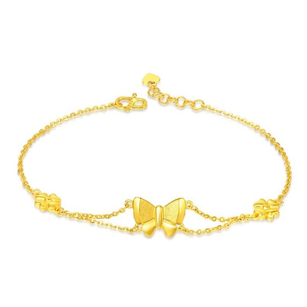 18K Gold-Plated Butterfly & Flower Adjustable Bracelet Discount