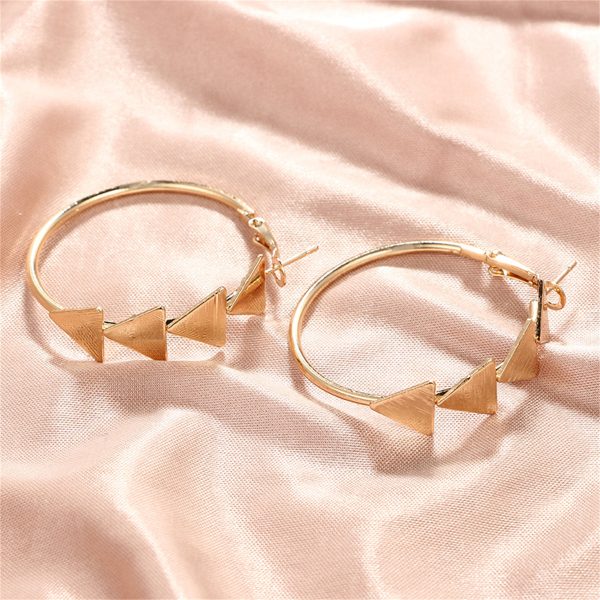 18K Gold-Plated Triangle Quartet Hoop Earrings For Discount