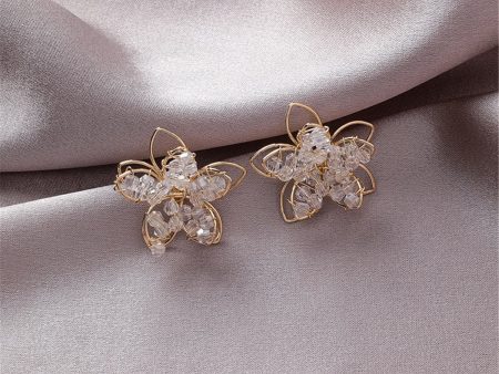 18K Gold-Plated Beaded Floral Stud Earrings Supply