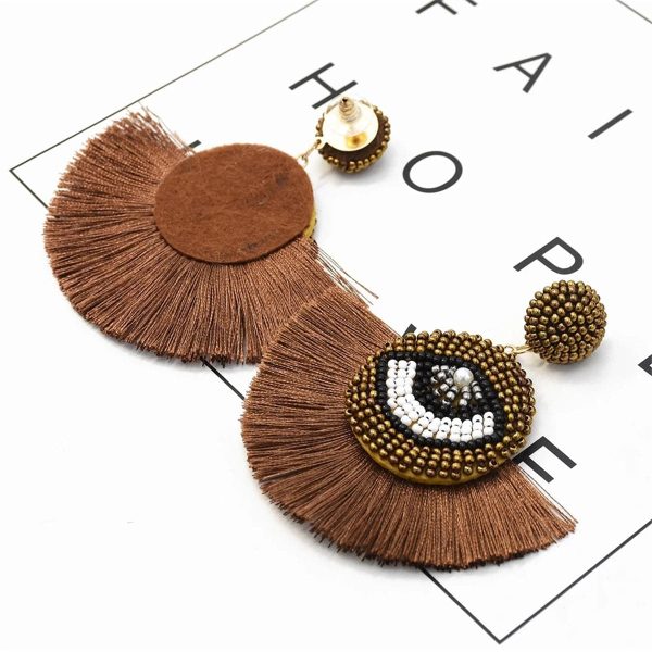 18K Gold-Plated & Brown Tassel Bead Drop Earrings Online now