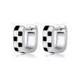 Black & White Checkerboard Square Huggie Earrings on Sale