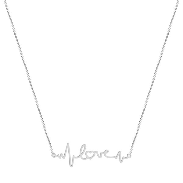 Silver-Plated Heartbeat Pendant Necklace Online now