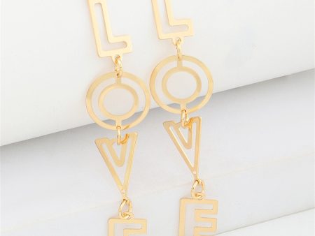 18K Gold-Plated  Love  Openwork Drop Earrings Sale