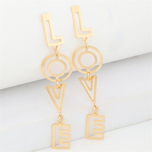 18K Gold-Plated  Love  Openwork Drop Earrings Sale