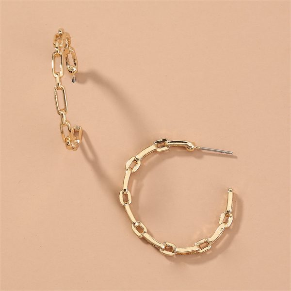 18K Gold-Plated Chain Hoop Earrings Online