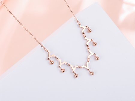 18K Rose Gold-Plated Letter V & Bead Necklace Hot on Sale