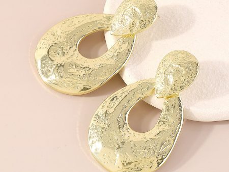 18K Gold-Plated Textured Open Drop Earrings For Cheap