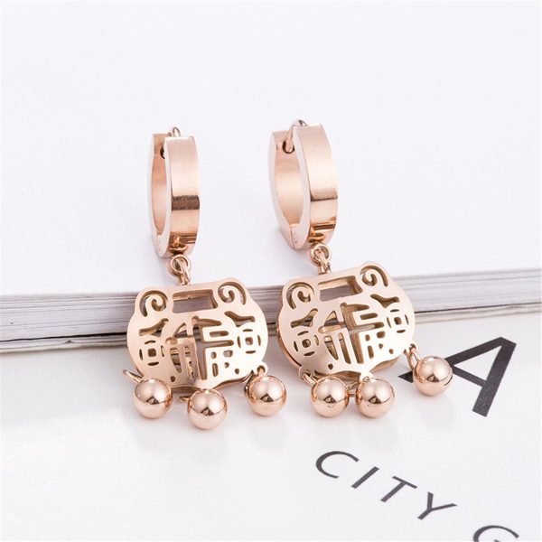 18K Rose Gold-Plated Lock Of Longevity Drop Earrings For Discount