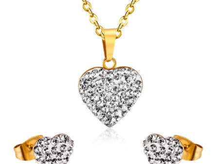 Clear Cubic Zirconia & 18K Gold-Plated Heart Stud Earrings & Pendant Necklace Online Hot Sale