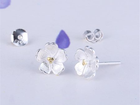 Two-Tone Sakura Floral Stud Earrings on Sale