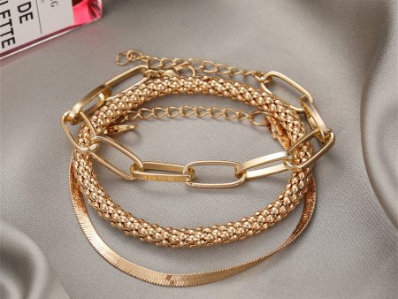 18K Gold-Plated Snake Chain Bracelet Set Online Sale