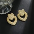 18K Gold-Plated Studded Open Heart Drop Earrings Fashion