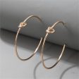 18K Gold-Plated Knot-Accent Thin Hoop Earrings on Sale