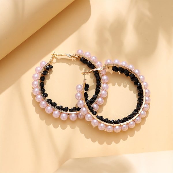 Black Acrylic & Pearl 18K Gold-Plated Hoop Earrings Online now