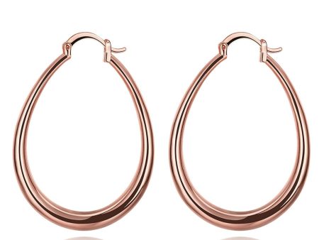 18K Rose Gold-Plated Ellipse Hoop Earrings For Discount