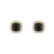 Black Crystal & 18K Gold-Plated Square Halo Stud Earrings Online Sale