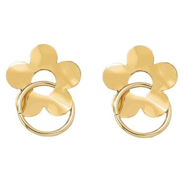 18K Gold-Plated Flower Circle Drop Earrings Fashion