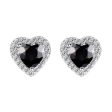 Black Crystal & Cubic Zirconia Silver-Plated Halo Heart Stud Earrings Online Sale