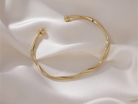 18K Gold-Plated Curved Waves Cuff on Sale