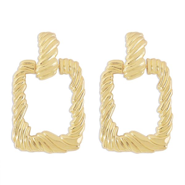 18K Gold-Plated Twine Open Rectangle Drop Earrings For Cheap