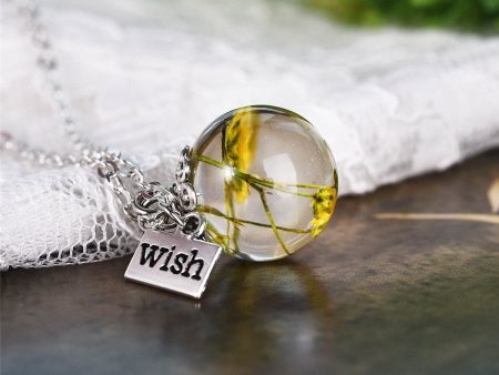 Yellow Daisy & Silver-Plated  Wish  Pendant Necklace on Sale