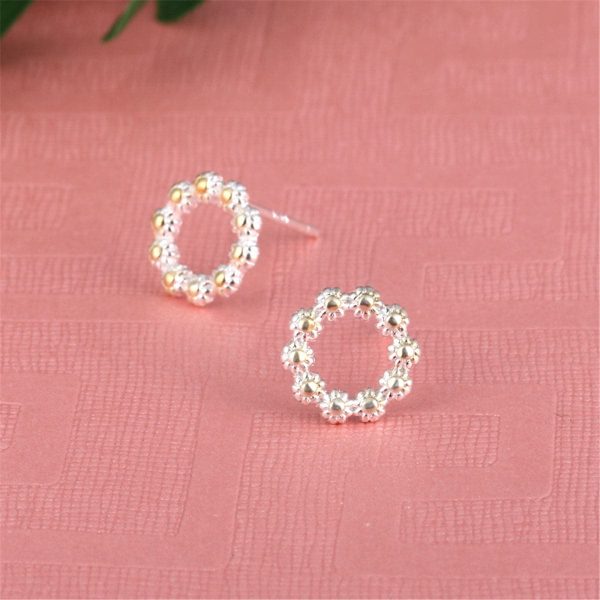 Two-Tone Sunflower Openwork Stud Earrings Online