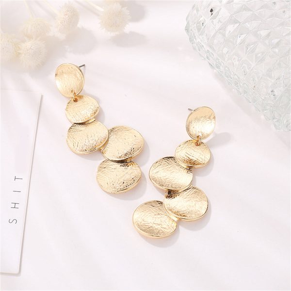 18K Gold-Plated Coin Cluster Drop Earrings For Sale