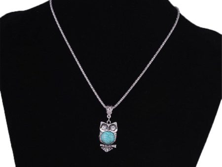 Turquoise & Cubic Zirconia Owl Pendant Necklace Fashion