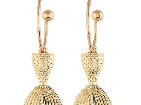 18K Gold-Plated Fishtail Drop Earrings For Sale