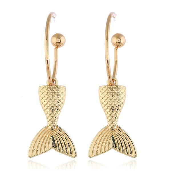 18K Gold-Plated Fishtail Drop Earrings For Sale