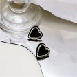 Black Acrylic & 18K Gold-Plated Heart Stud Earrings on Sale