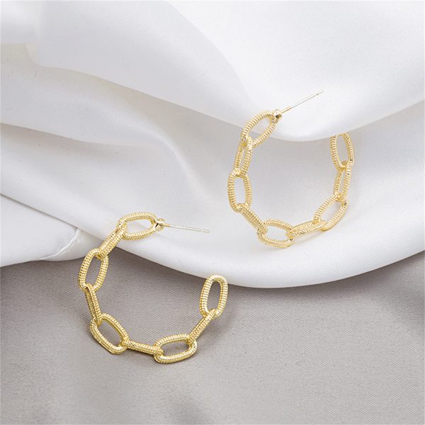 18K Gold-Plated Figaro Chain Hoop Earrings Online now