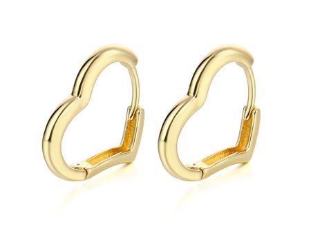 18K Gold-Plated Open Heart Huggie Earrings Hot on Sale