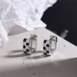 Black & White Checkerboard Square Huggie Earrings on Sale