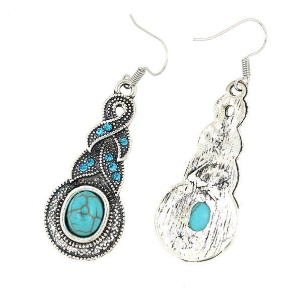 Turquoise & Blue Cubic Zirconia Silver-Plated Braided Drop Earrings Discount