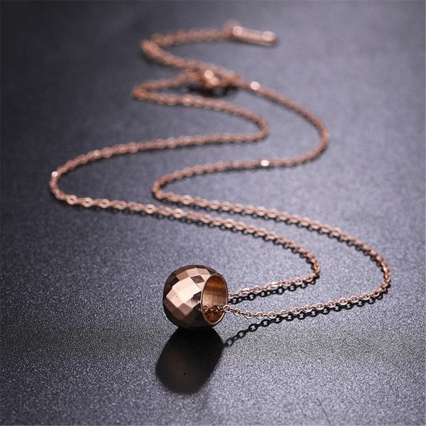 18K Rose Gold-Plated Cut Ball Pendant Necklace Cheap