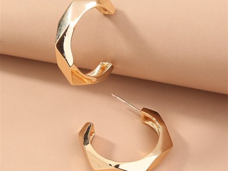 18K Gold-Plated Diamond-Cut Hoop Earrings Cheap