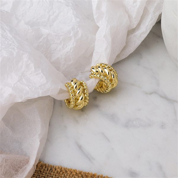 18K Gold-Plated Rope Twist Half-Hoop Earrings Sale