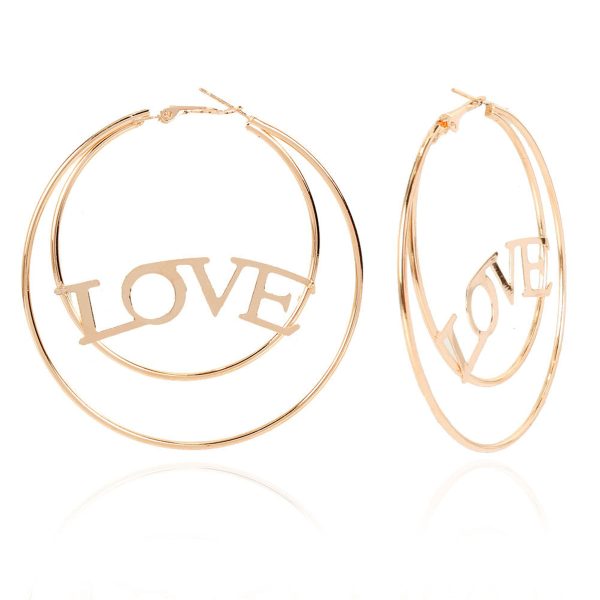 18K Gold-Plated  Love  Openwork Layered Circle Hoop Earrings Online