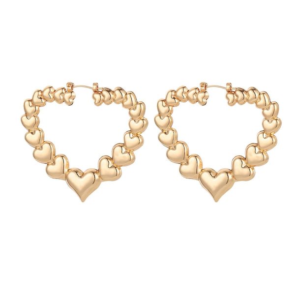 18K Gold-Plated Hearts Hoop Earrings For Discount