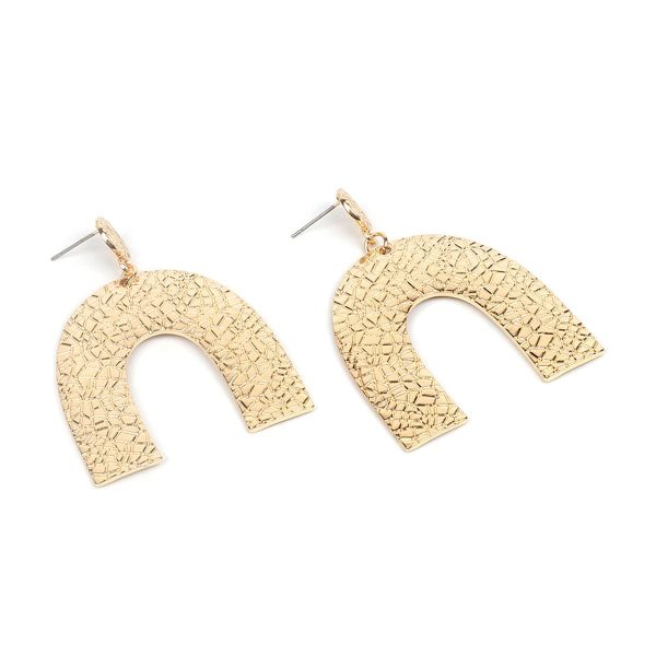 18K Gold-Plated Pebbled Arc Drop Earrings on Sale