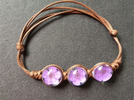 Triple Purple Peach Blossom Adjustable Charm Bracelet Online now