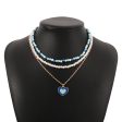 Blue Enamel & Pearl 18K Gold-Plated Heart Pendant Necklace Set Online Hot Sale