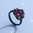 Violet Crystal & Violet Cubic Zirconia Cluster Adjustable Ring Cheap