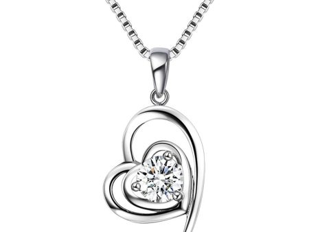 White Crystal & Silver-Plated Heart Pendant Necklace Hot on Sale