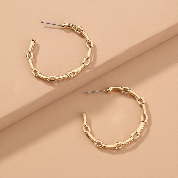 18K Gold-Plated Chain Hoop Earrings Online