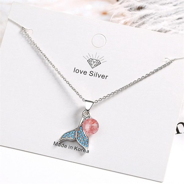 Strawberry & Cubic Zirconia Fishtail Pendant Necklace on Sale