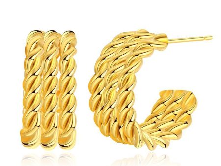 18K Gold-Plated Tri-Twine Huggie Earrings Sale