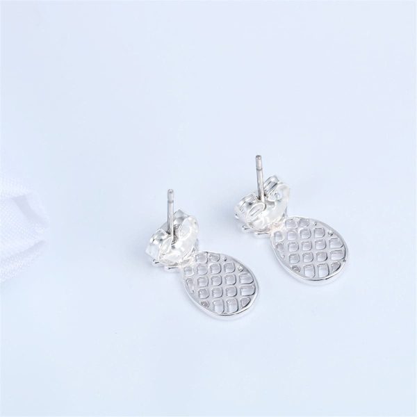 Silver-Plated Open Pineapple Stud Earrings Discount